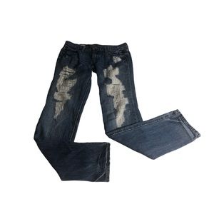 Decree Womens Jeans 3 Boyfriend Distressed  Mid Rise Blue Denim Casual Pants